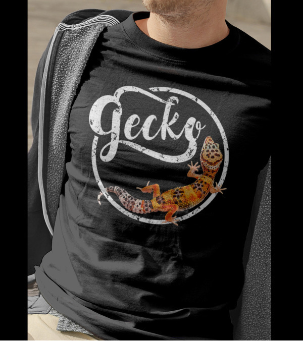 Gecko Circle Leopard Gecko Owner Geometric Lizard T-Shirt