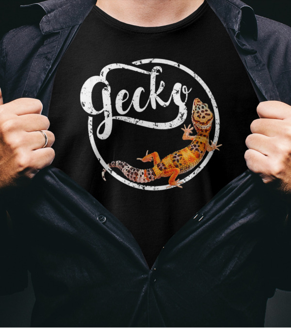Gecko Circle Leopard Gecko Owner Geometric Lizard T-Shirt