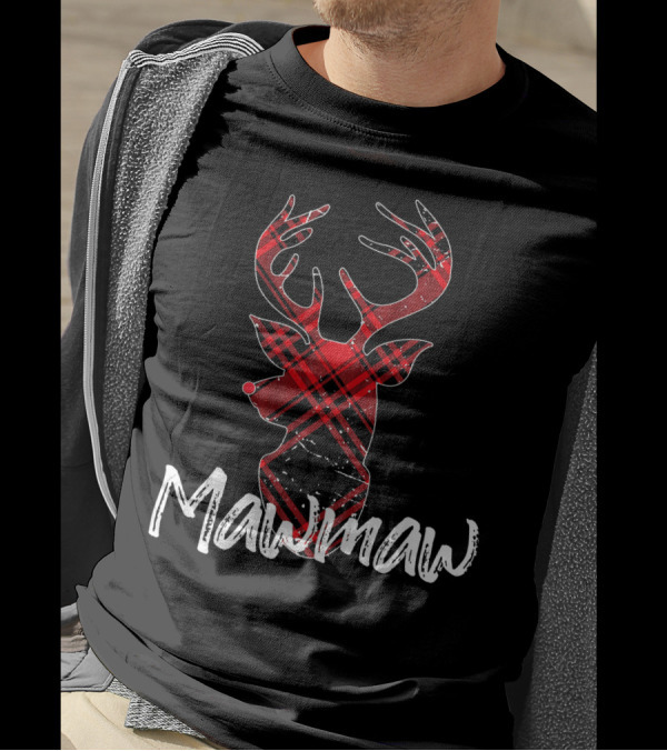 Mawmaw Deer Plaid Family Matching Red T-Shirt