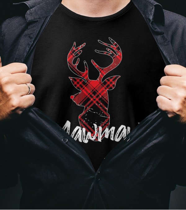 Mawmaw Deer Plaid Family Matching Red T-Shirt