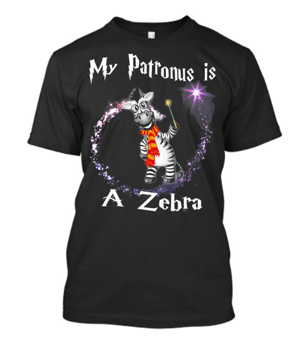 My Patronus Is A Zebra Magic Wand Zebra Wearing Scarf T-Shirt