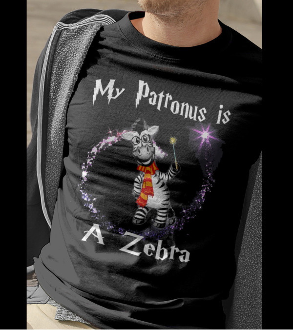 My Patronus Is A Zebra Magic Wand Zebra Wearing Scarf T-Shirt