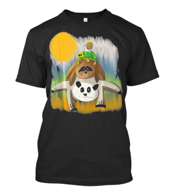 Funny Panda Sloth Turtle Snail Inch Worm Stack Under Sun T-Shirt