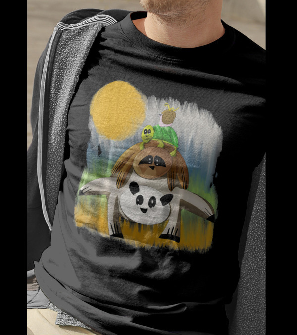 Funny Panda Sloth Turtle Snail Inch Worm Stack Under Sun T-Shirt