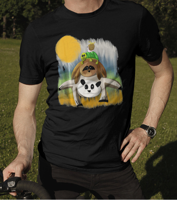 Funny Panda Sloth Turtle Snail Inch Worm Stack Under Sun T-Shirt