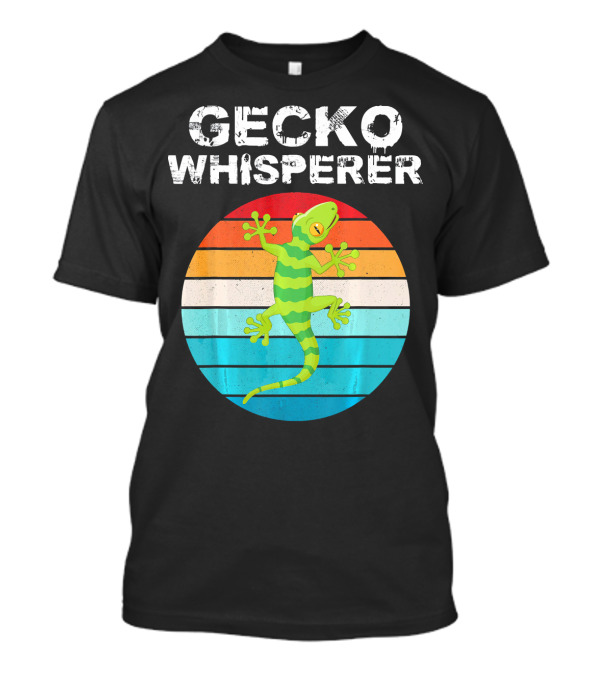 Gecko Whisperer Retro Sunset Stripe Reptile T-Shirt