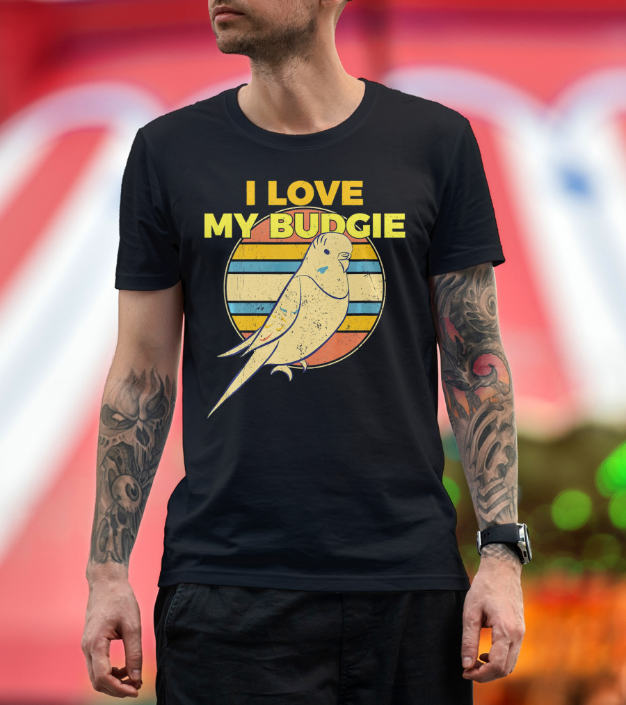 I Love My Budgie Vintage Parrot Parakeet Bird Enthusiast T-Shirt