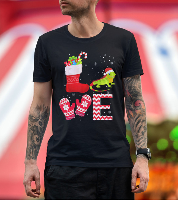Premium T-Shirt: Funny Christmas Iguana Lover Stocking Snowflakes Mittens Santa Hat T-Shirt Funny Christmas Iguana Lover Stocking Snowflakes Mittens Santa Hat T-Shirt