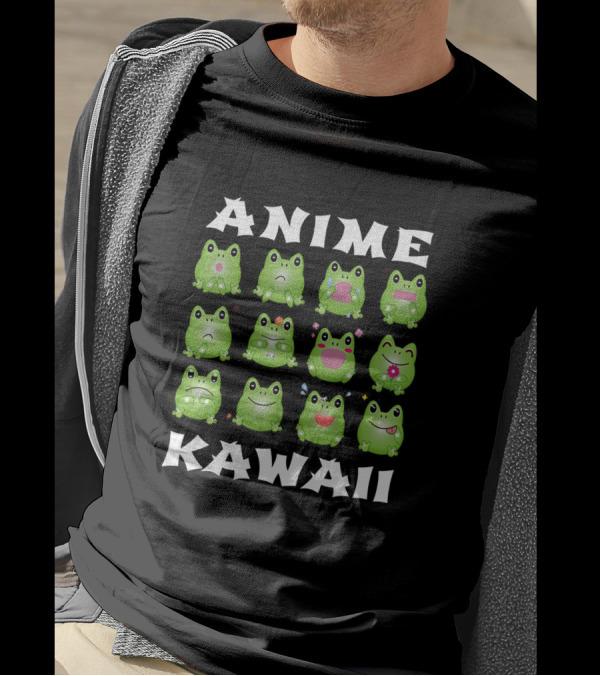 ANIME KAWAII Frog Japanese Animation Fun Graph T-Shirt