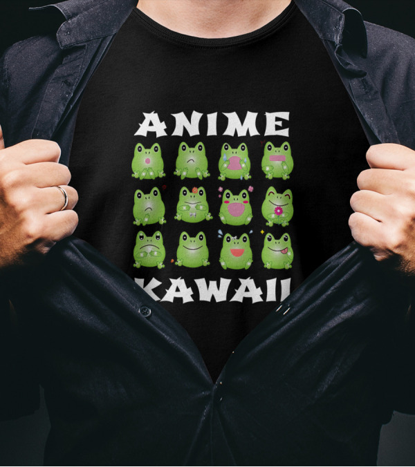 ANIME KAWAII Frog Japanese Animation Fun Graph T-Shirt