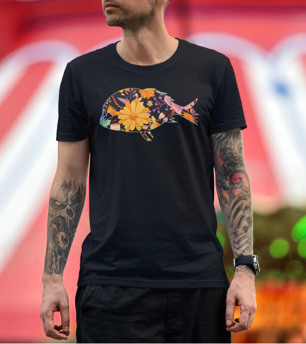 Premium T-Shirt: Vintage Floral Piranha Love Retro Flower T-Shirt Vintage Floral Piranha Love Retro Flower T-Shirt