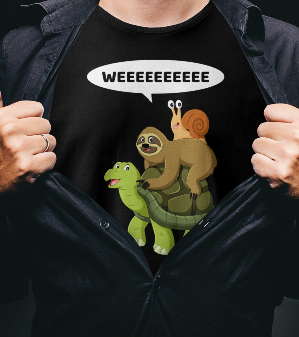 Funny Turtle Sloth Snail Weeeeeeeeee Going Pla T-Shirt