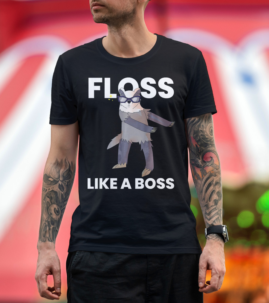Floss Like A Boss Honey Badger Wearing Glasses T-Shirt