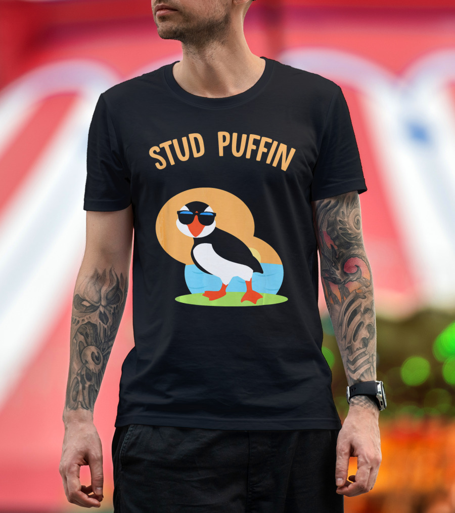 STUD PUFFIN Funny Cute Zoo Animal Sea T-Shirt