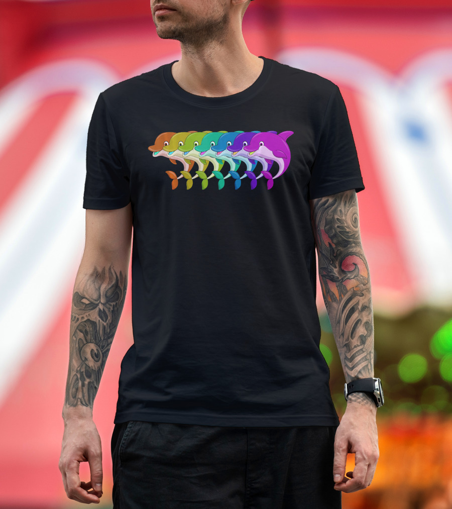 Cute Rainbow Dolphins Funny Dolphins T-Shirt