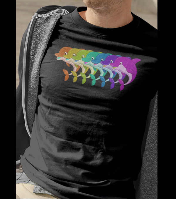 Cute Rainbow Dolphins Funny Dolphins T-Shirt