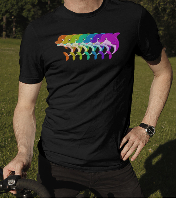 Cute Rainbow Dolphins Funny Dolphins T-Shirt
