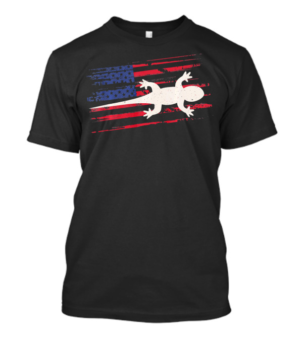 Gecko Lizard American Flag 4th Of July USA T-Shirt