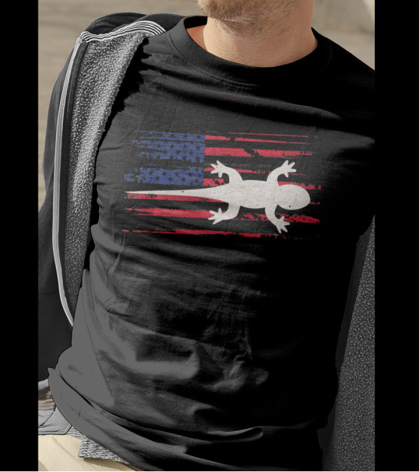 Gecko Lizard American Flag 4th Of July USA T-Shirt