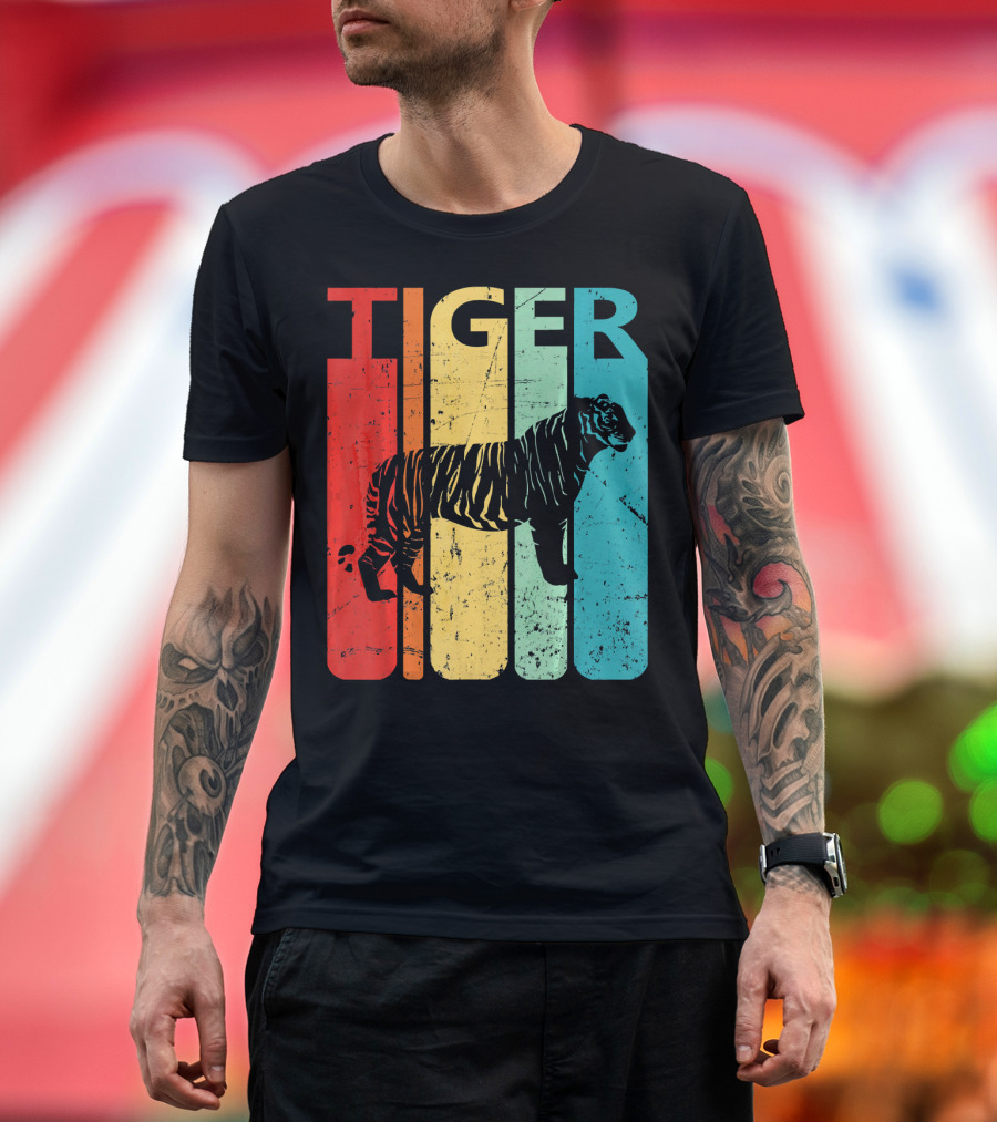 Retro Vintage Tiger Graphic Funny Anim T-Shirt