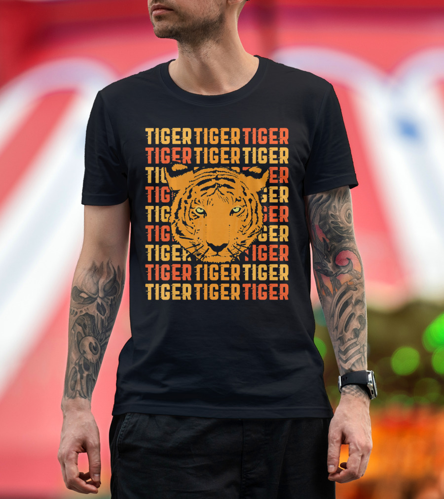 Tiger Face Cute Orange Tiger Head Repeated T-Shirt