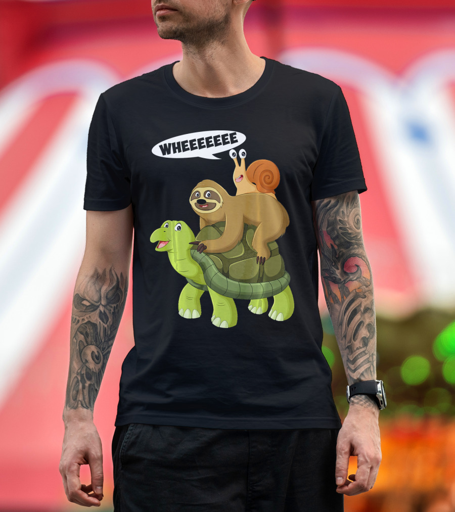 Wheeeeee Sloth Turtle Snail Triad Funny Cute T-Shirt