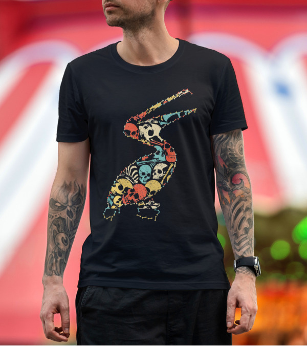 Premium T-Shirt: PELICAN Halloween Skeleton Skull Colorful Skulls T-Shirt PELICAN Halloween Skeleton Skull Colorful Skulls T-Shirt