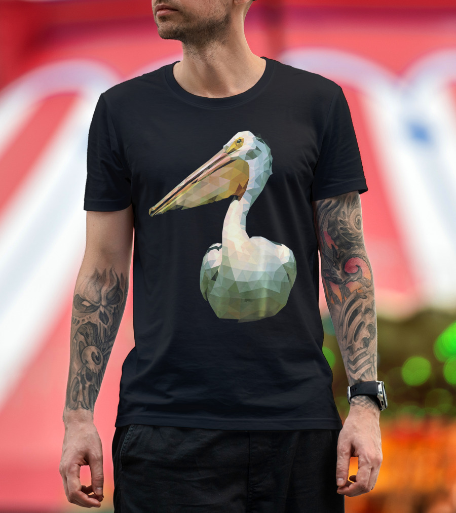 Pelican Polygonal Bird White Pe T-Shirt