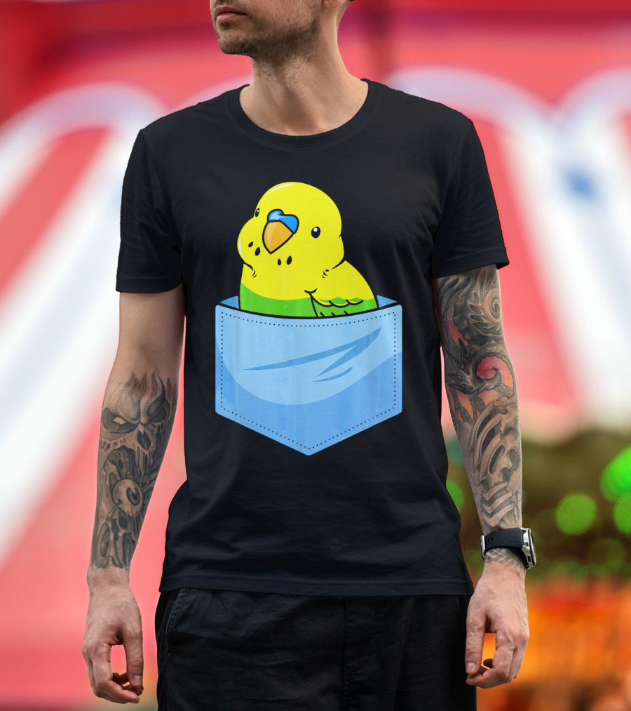 Parakeet in Blue Pocket T-Shirt