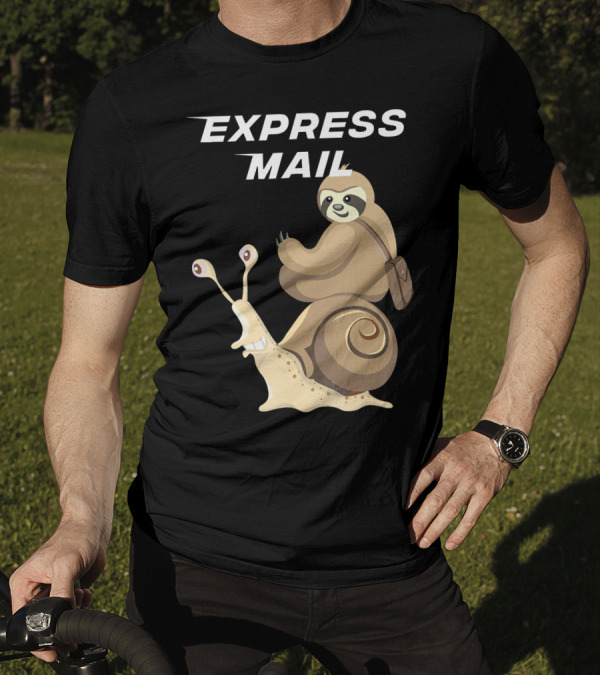 Express Mail Sloth Postman Riding Snail T-Shirt