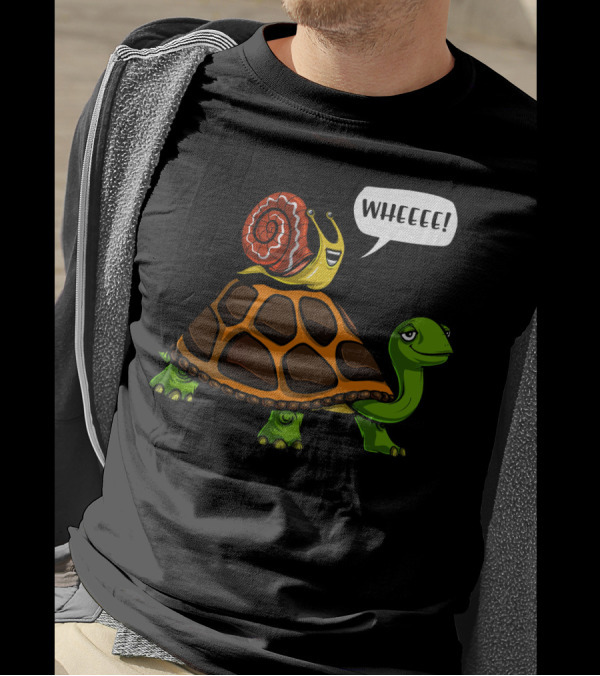 Wheeeee Snail Riding Turtle Funny Forest Animals T-Shirt