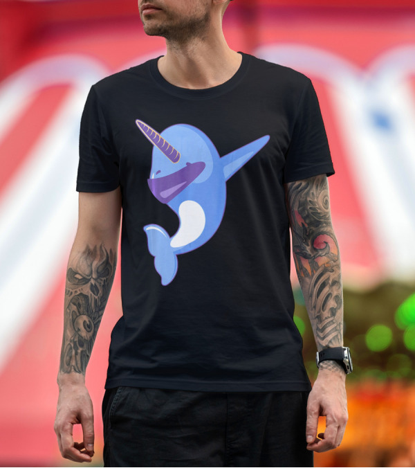 Premium T-Shirt: Unicorn Dolphin Shirt Cute Hybrid Cartoon Narwhal Fantasy T-Shirt Unicorn Dolphin Shirt Cute Hybrid Cartoon Narwhal Fantasy T-Shirt