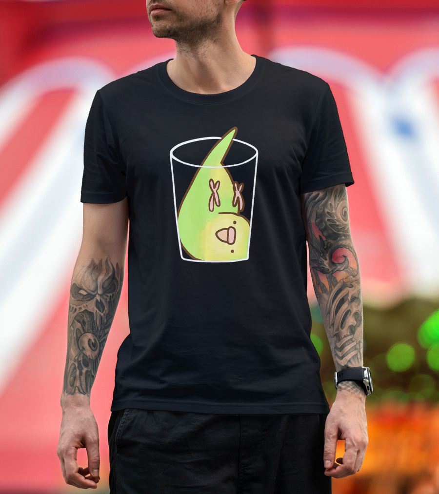 Budgie Upside Down in Cup Parakeet Playful T-Shirt
