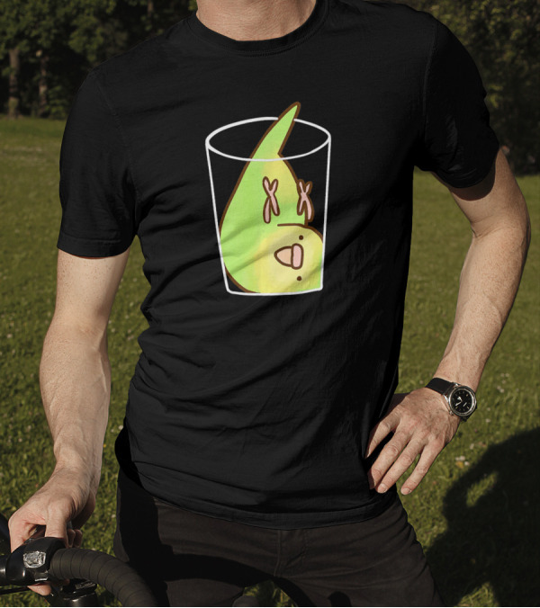 Budgie Upside Down In Cup Parakeet Playful T-Shirt