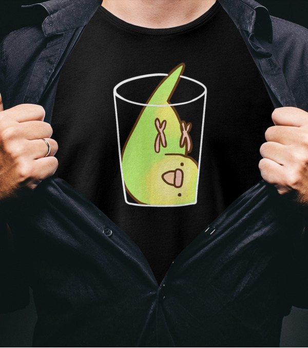 Budgie Upside Down In Cup Parakeet Playful T-Shirt