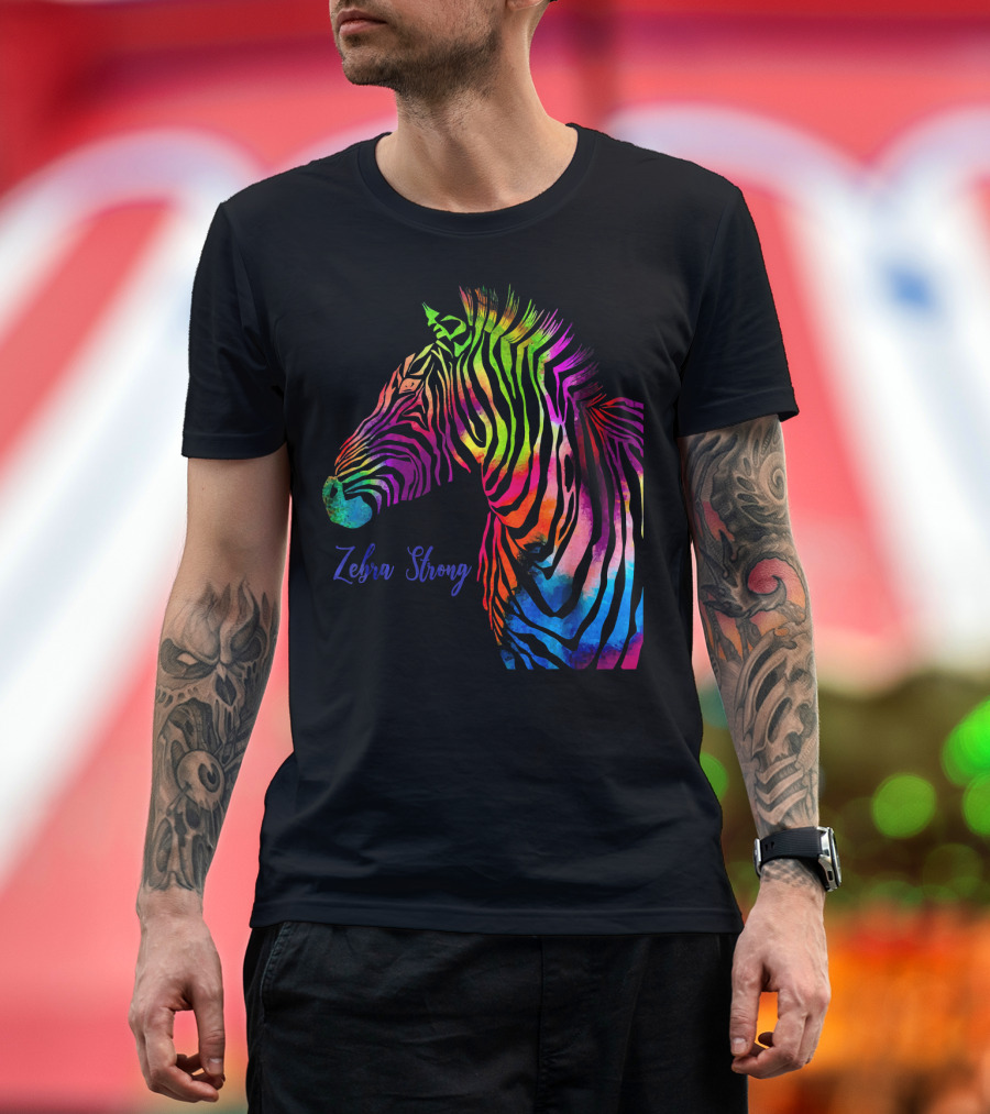 Zebra Strong Rainbow Rare Illness Awareness T-Shirt