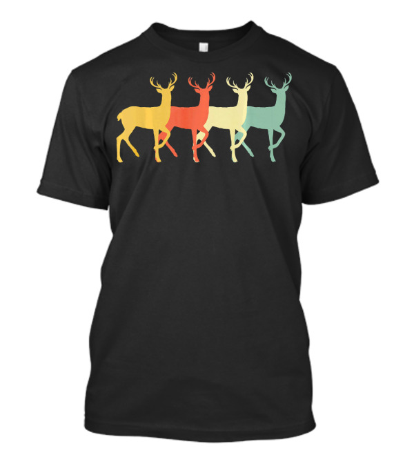 Vintage Retro Colorful Deer Silhouette Animal Lover Zookeeper T-Shirt