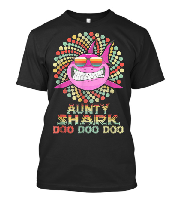 Aunty Shark Doo Doo Doo Retro Sunglasses Funky Circle T-Shirt