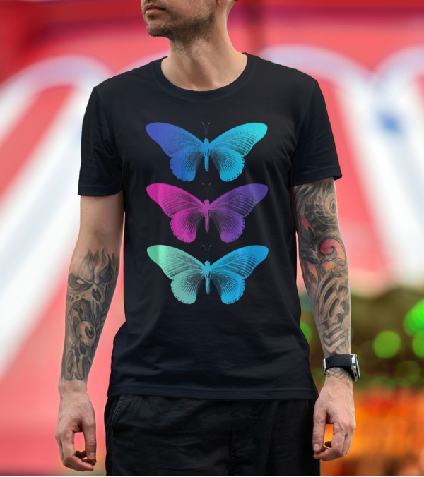 Premium T-Shirt: Butterfly Vibrant Trio Nature T-Shirt Butterfly Vibrant Trio Nature T-Shirt