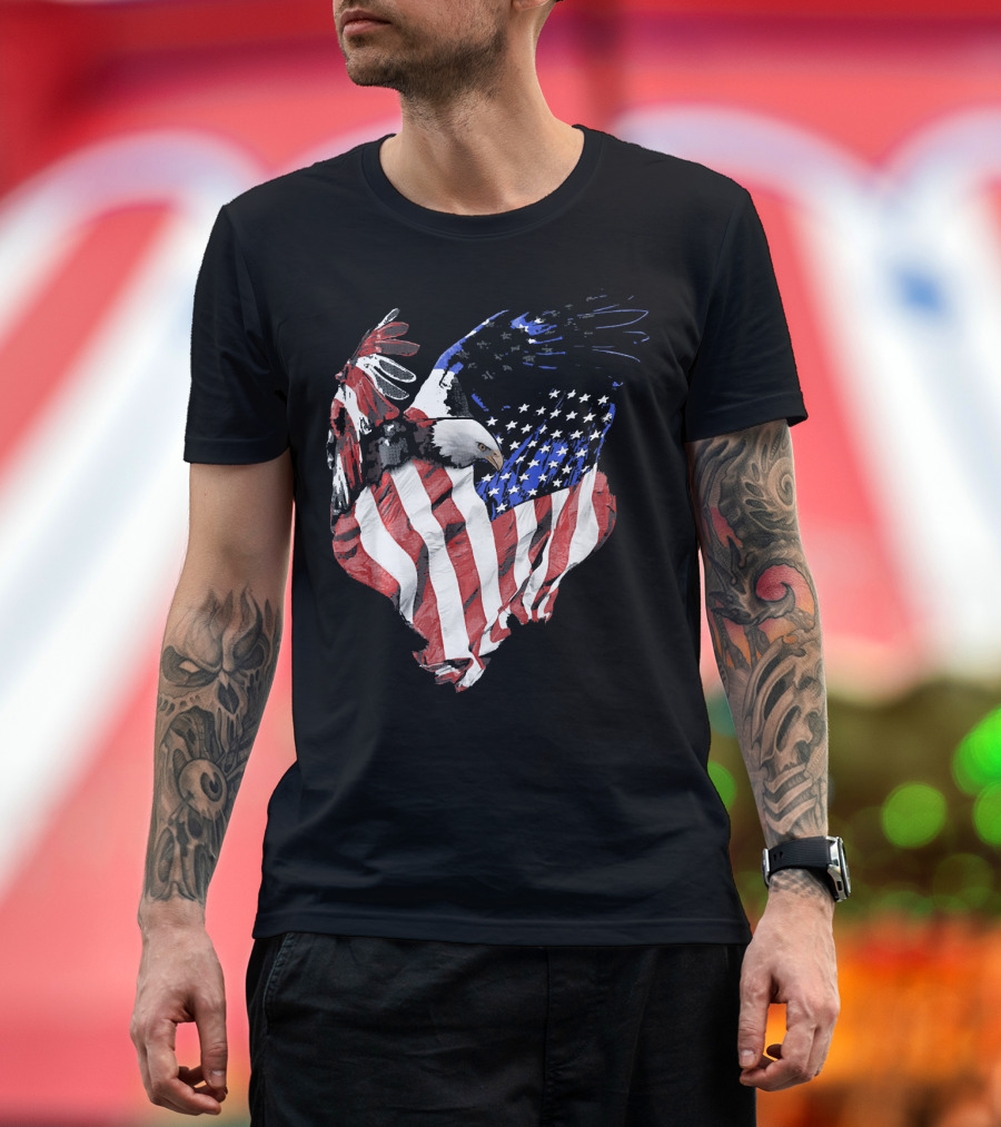 American Flag Bald Eagle Stars and Stripes Patriotic T-Shirt