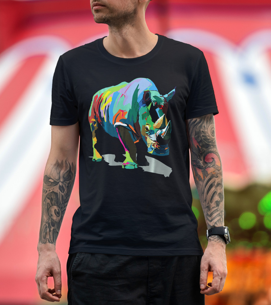 Colorful Rhino Multicolored Wildlife T-Shirt