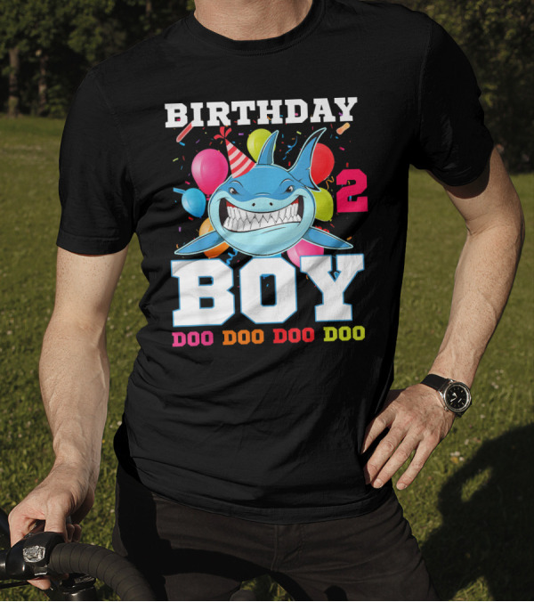 Birthday Boy 2 Doo Doo Doo Shark Party T-Shirt