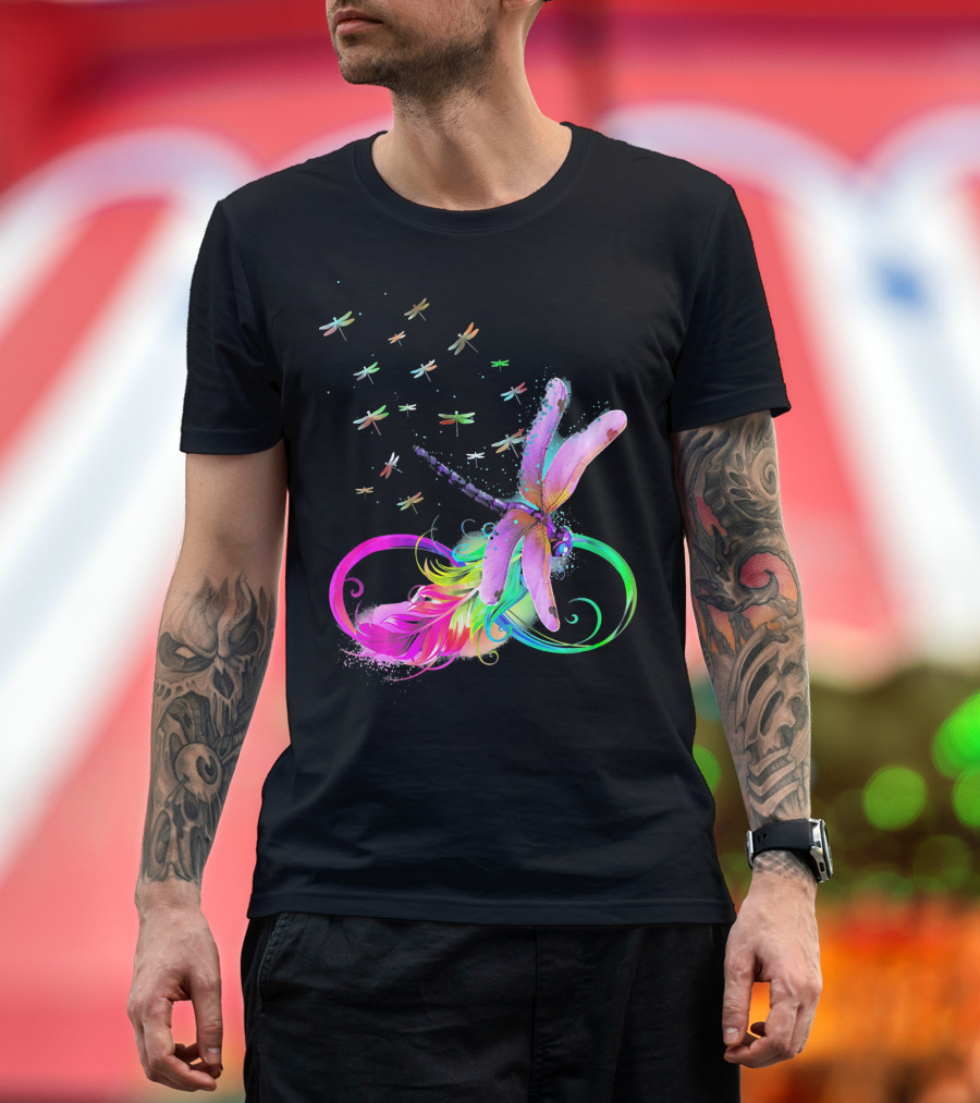 Beautiful Colorful Dragonfly Swirl with Vibrant Dragonflies T-Shirt