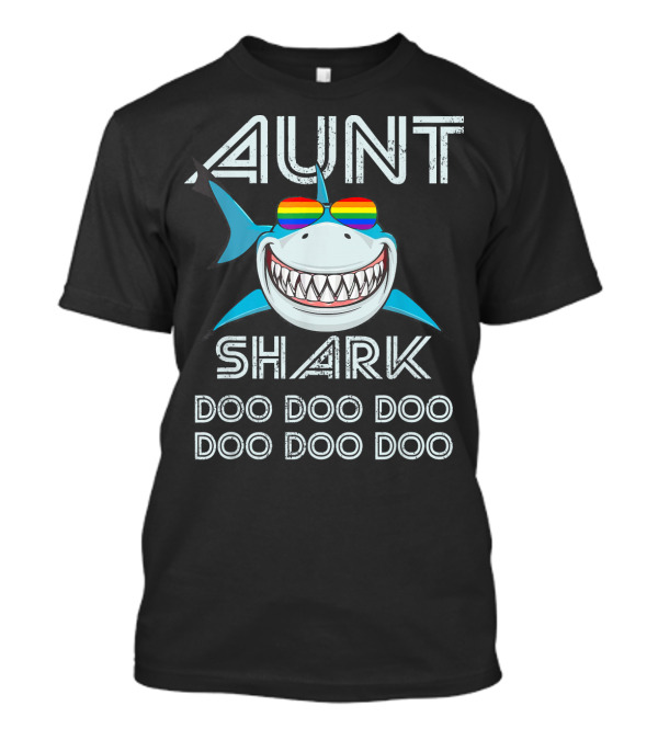 Aunt Shark Doo Doo Doo Rainbow Glasses T-Shirt