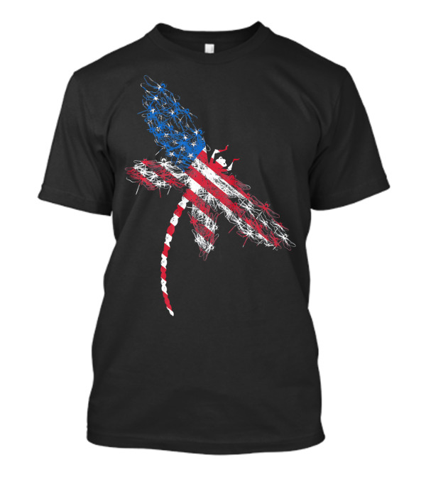 American Flag Dragonfly Independence Day T-Shirt
