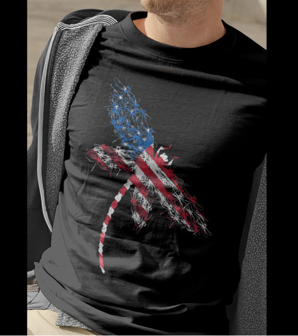 American Flag Dragonfly Independence Day T-Shirt