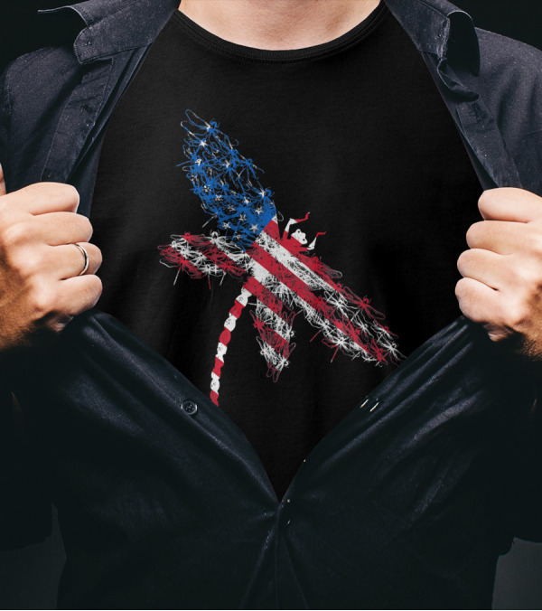 American Flag Dragonfly Independence Day T-Shirt