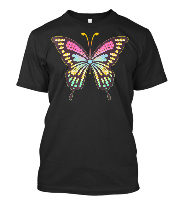 Colorful Butterfly Flip Sequin Rainbow Dots T-Shirt