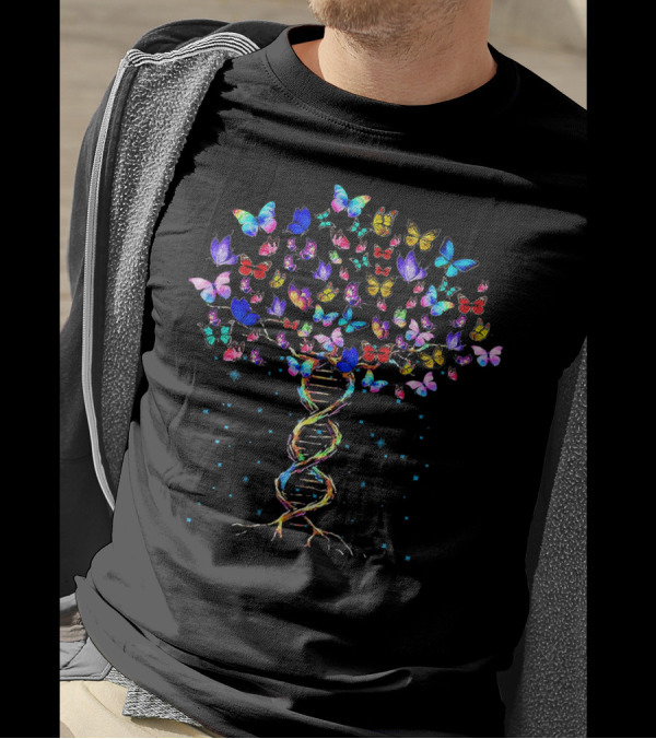 Butterfly Colorful Tree DNA Spiral T-Shirt