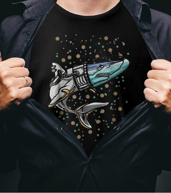 Astronaut Shark With Space Helmet Cosmic Exploration T-Shirt